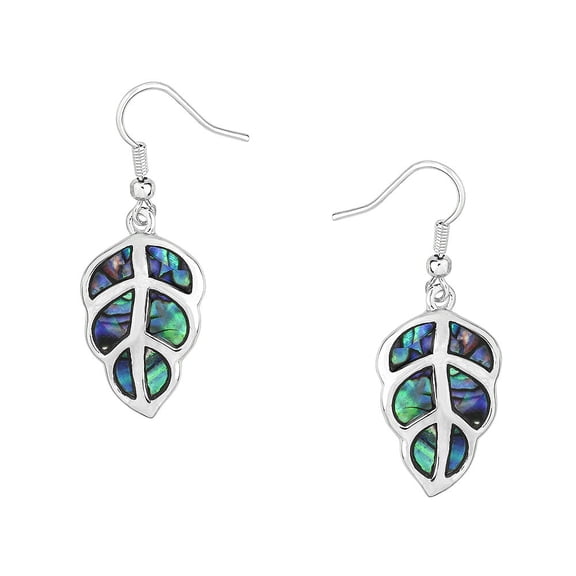 Abalone Shell Pendant Necklace or Earring Rhodium Plated 17 Inch Snake Chain E0120