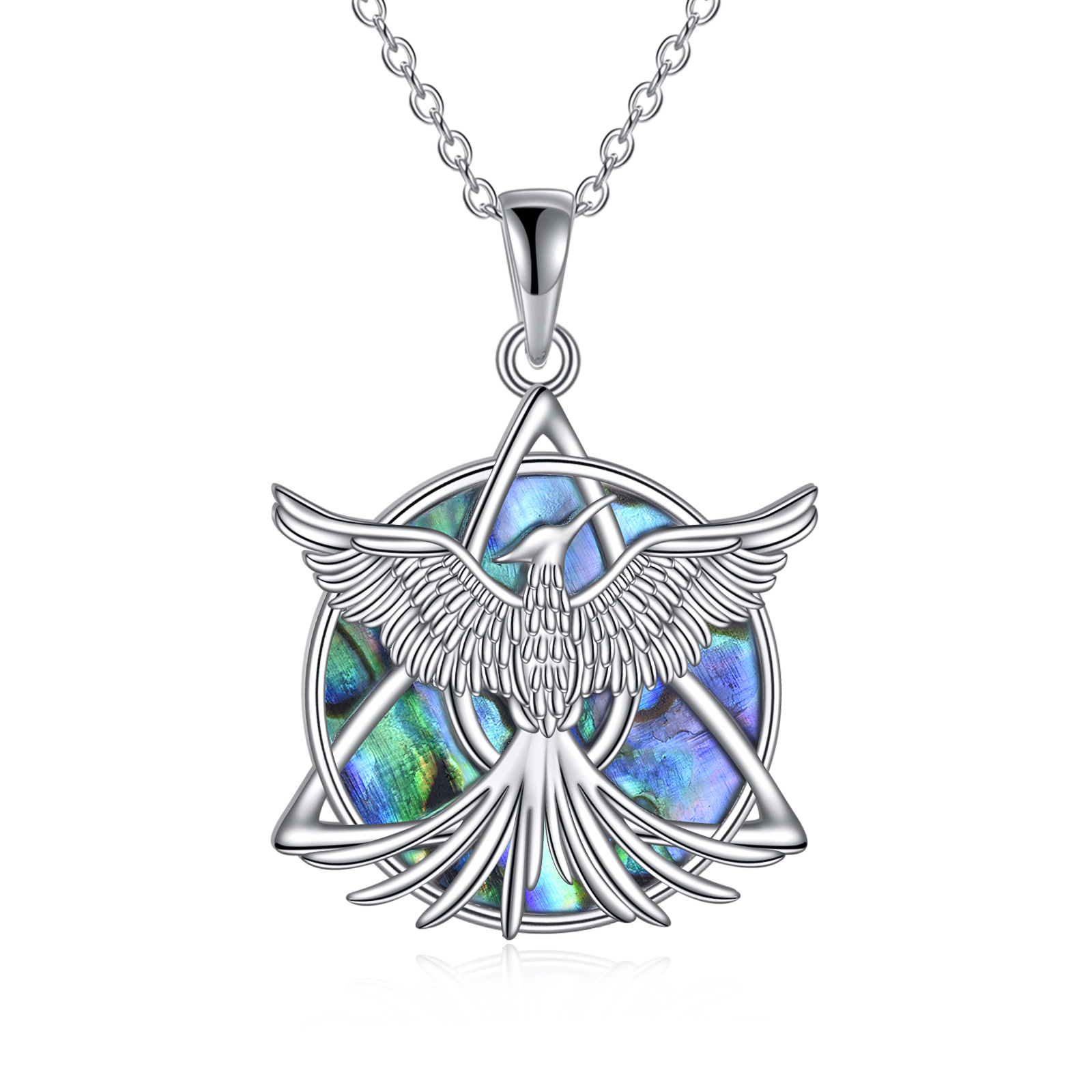 Shell Phoenix Abalone Shell Phoenix Pendant Necklace Sterling Silver Celtic Jewelry ...