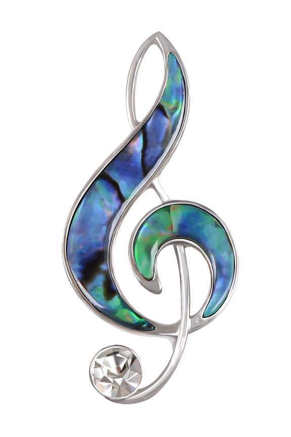 Abalone Shell Rhinestone Music Note Brooch Pin Pendant Simple Accessories Gifts for Party Wedding