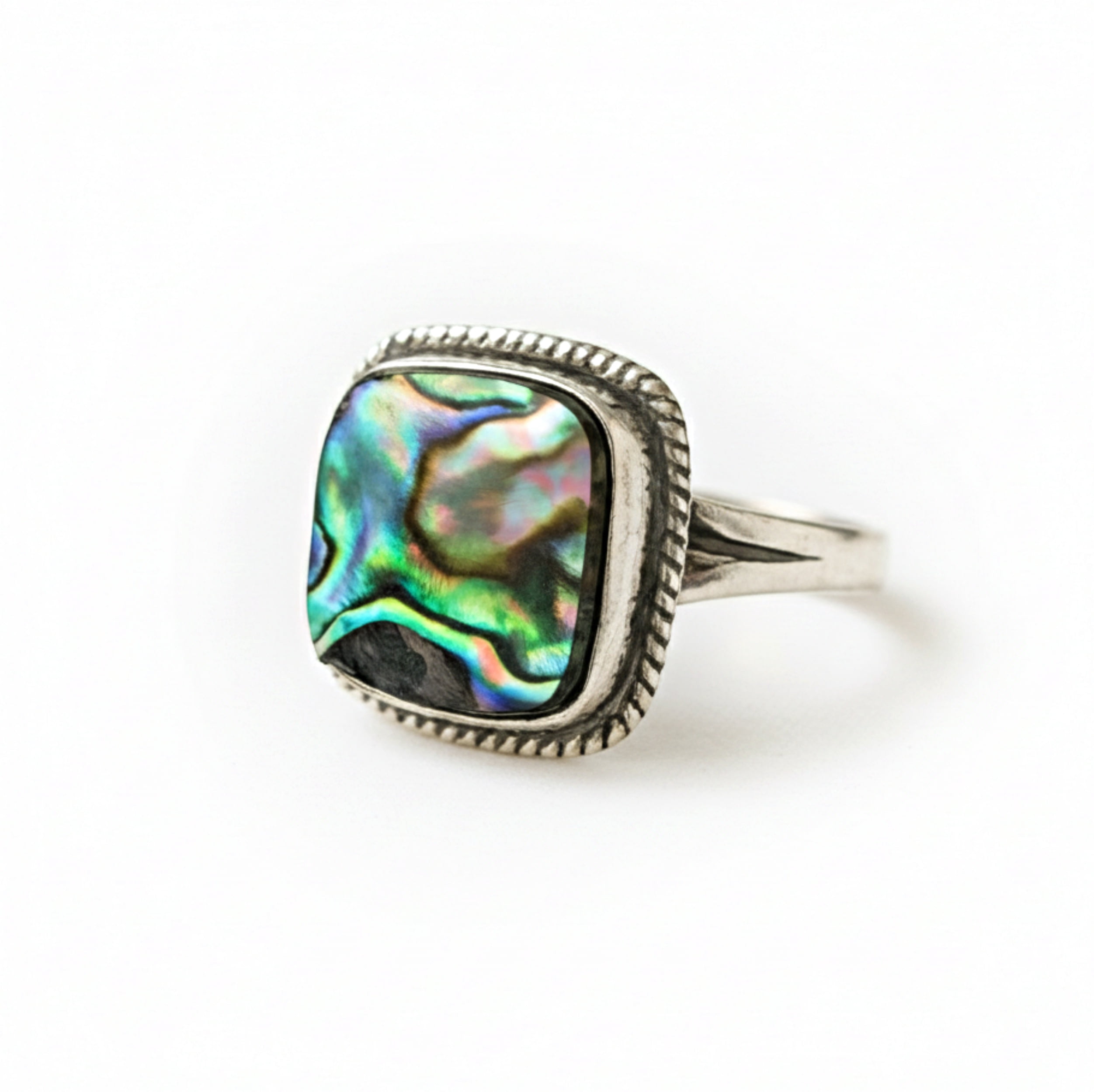 Abalone Shell Ring, 925 Solid Sterling Silver, Cushion Abalone Ring ...