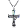 thumbnail image 1 of Abalone Shell St Michael Cross Necklace Sterling Silver Archangel Saint Michael Jewelry Gifts for Men, 1 of 6
