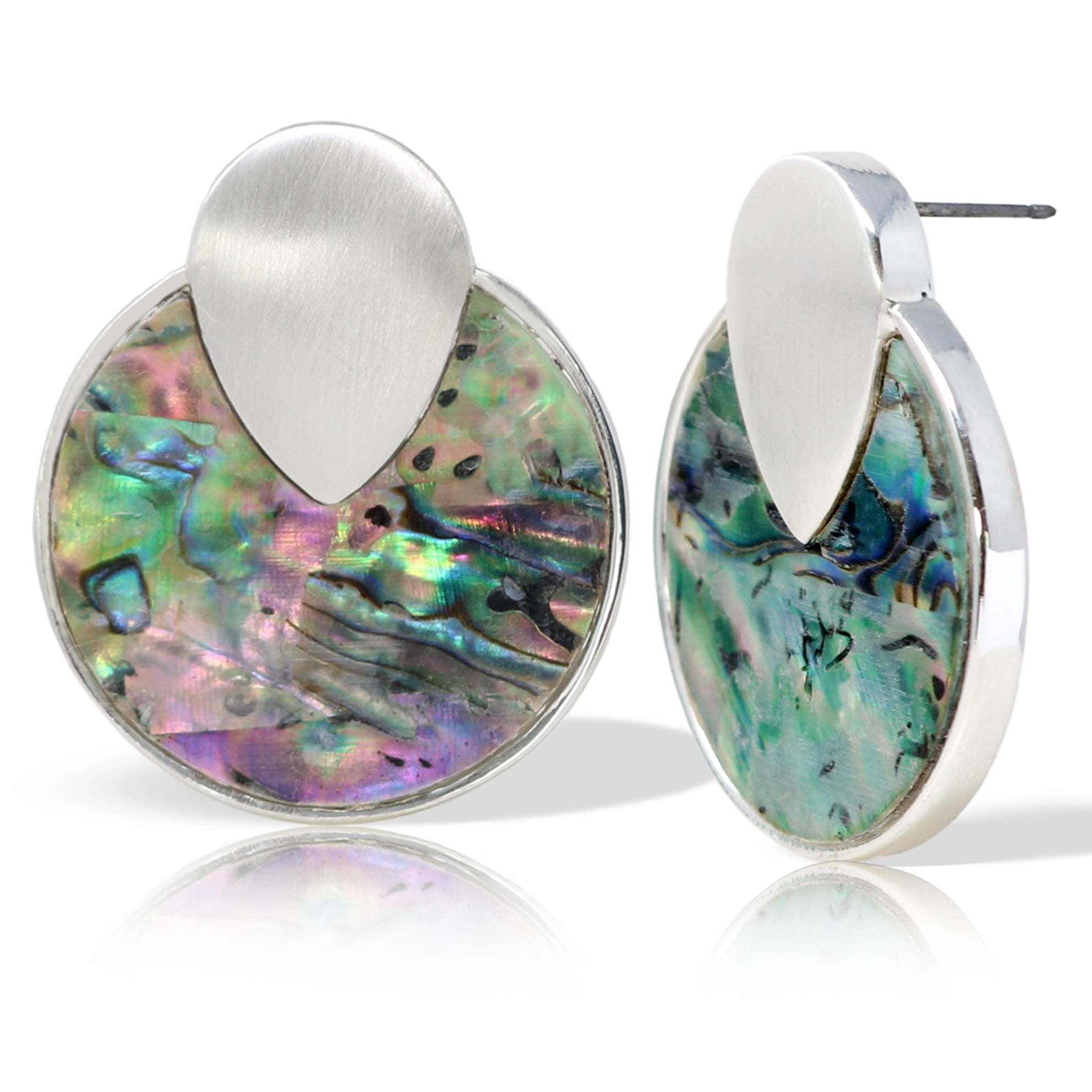Abalone Shell Stud Earrings Silver Walmart
