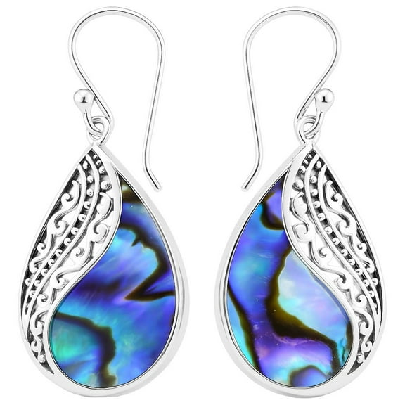 Abalone Shell Unique Earrings for Women - Boho Beach Earrings in 925 Sterling Silver - Costume Vintage Jewelry Birthday Christmas Gifts