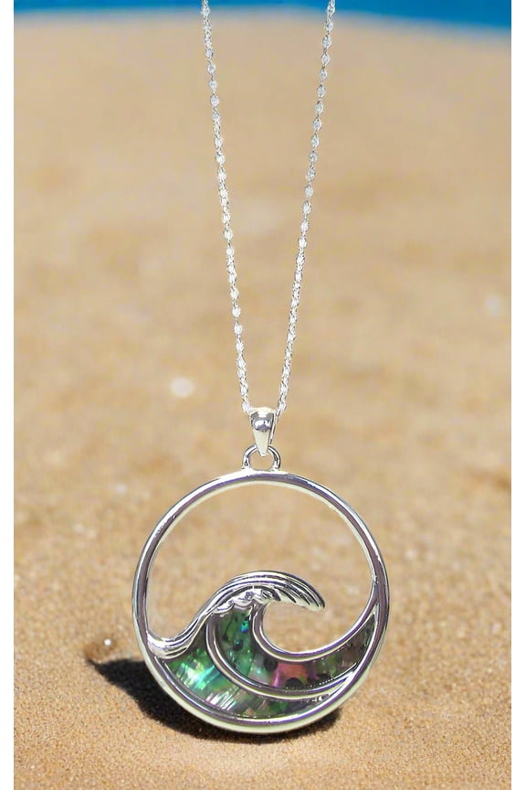 Abalone Wave Pendant Necklace