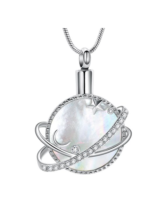 Abalone shell / Moonstone Planet Urn Necklace for Ashes Cremation Jewelry for Ashes Jewelry Gifts for Nature Lovers Keepsake Memorial Jewelry for Women