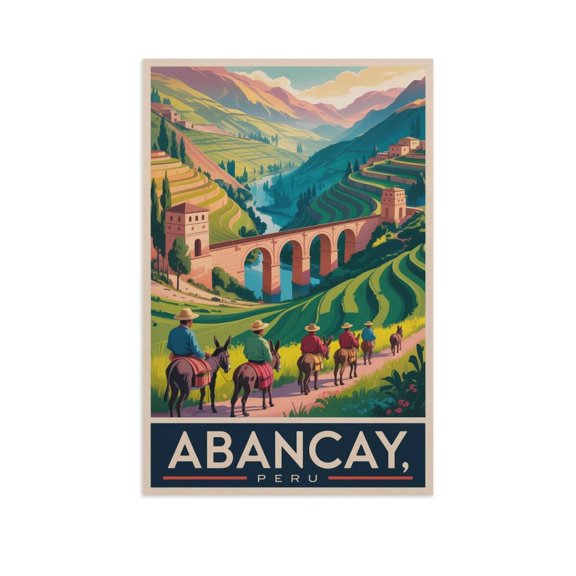 Abancay Peru Vintage Travel Poster with Traditional Farming And Scenic Nature Canvas Poster