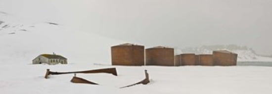 Abandoned British bases at Whalers Bay Deception Island Bransfield Strait South Shetland Islands Antarctic Peninsula Canvas Art - Panoramic Images (36 x 13)