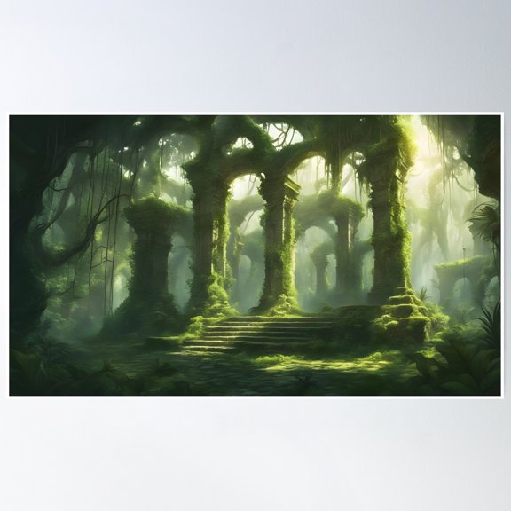 Abandoned Church In The Jungle Poster Wall Art, Modern Wall Decor, 24x36 UNFRAMED