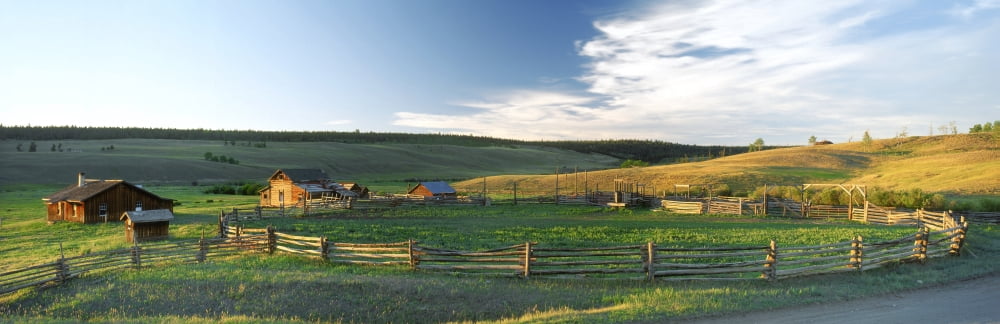 Abandoned Corral Near Dog Creek British Columbia Canada Canvas Art - David Nunuk Design Pics (28 x 9)