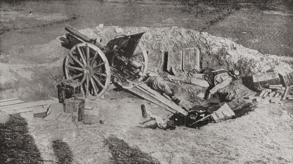 An Abandoned Field Gun Of The Austrian Army After Their Defeat By The Serbians During World War I From The Illustrated War News 1915 Canvas Art - Ken Welsh Design Pics (19 x 10)