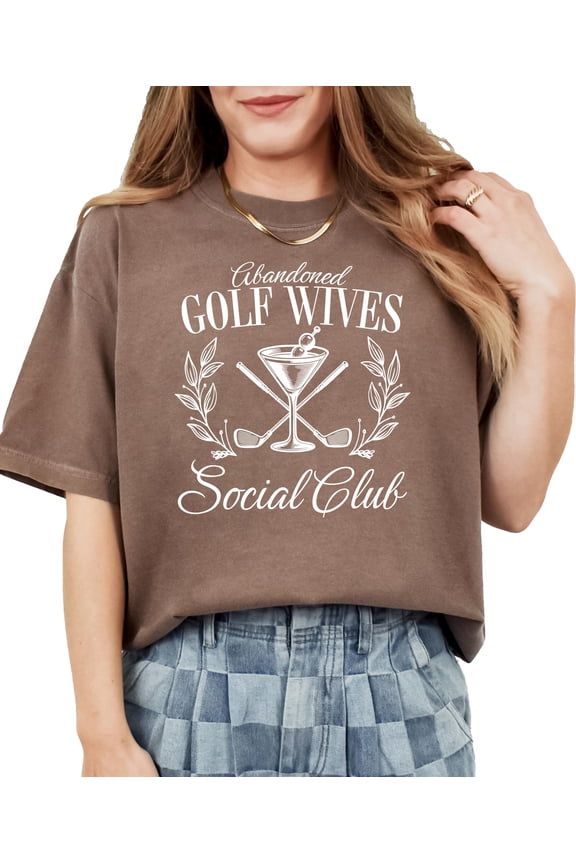 Abandoned Golf Wives Social Club Shirt for Women Funny Martini Golf Wife Tee Espresso Shirt Adult Large