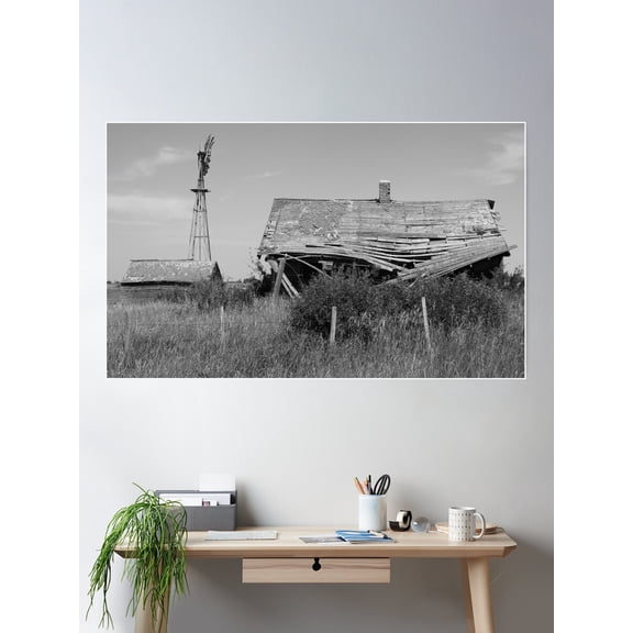 Abandoned House In Monochrome Poster Wall Art, Modern Wall Decor For Living Room Bedroom, 8x12 UNFRAMED