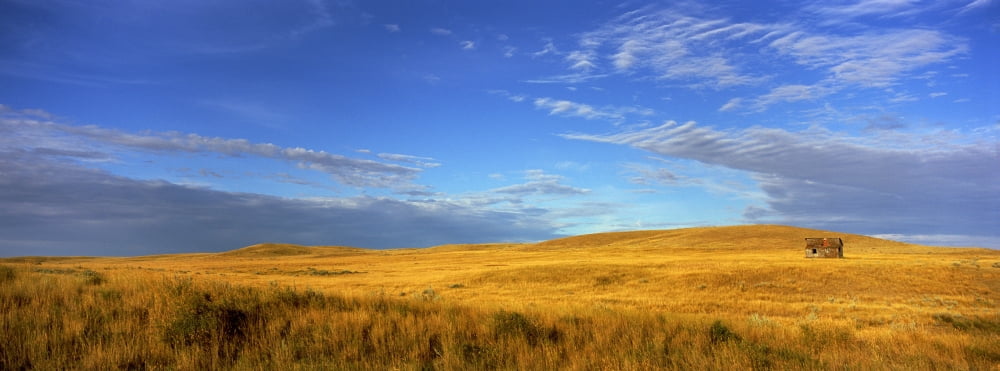 Abandoned House On The Prairies At Sunrise Grasslands National Park Saskatchewan Canvas Art - Robert Postma Design Pics (22 x 8)