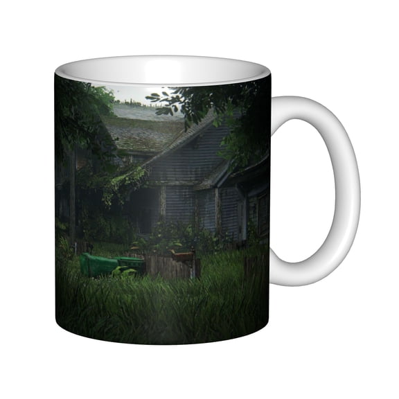 Abandoned House in Woods Ceramic Coffee Mug 11oz, Old Country Cottage Landscape Tea Cup for Office and Home, Great Novelty Gift for Nature Lovers