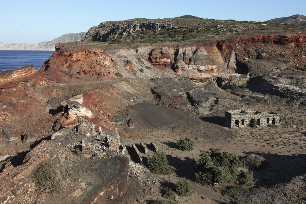 Abandoned Manganese Mine at Cape Vani Milos Island Greece Canvas Art - Richard RoscoeStocktrek Images (18 x 12)