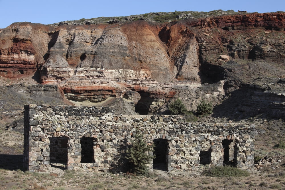 Abandoned Manganese Mine at Cape Vani Milos Island Greece Canvas Art - Richard RoscoeStocktrek Images (18 x 12)