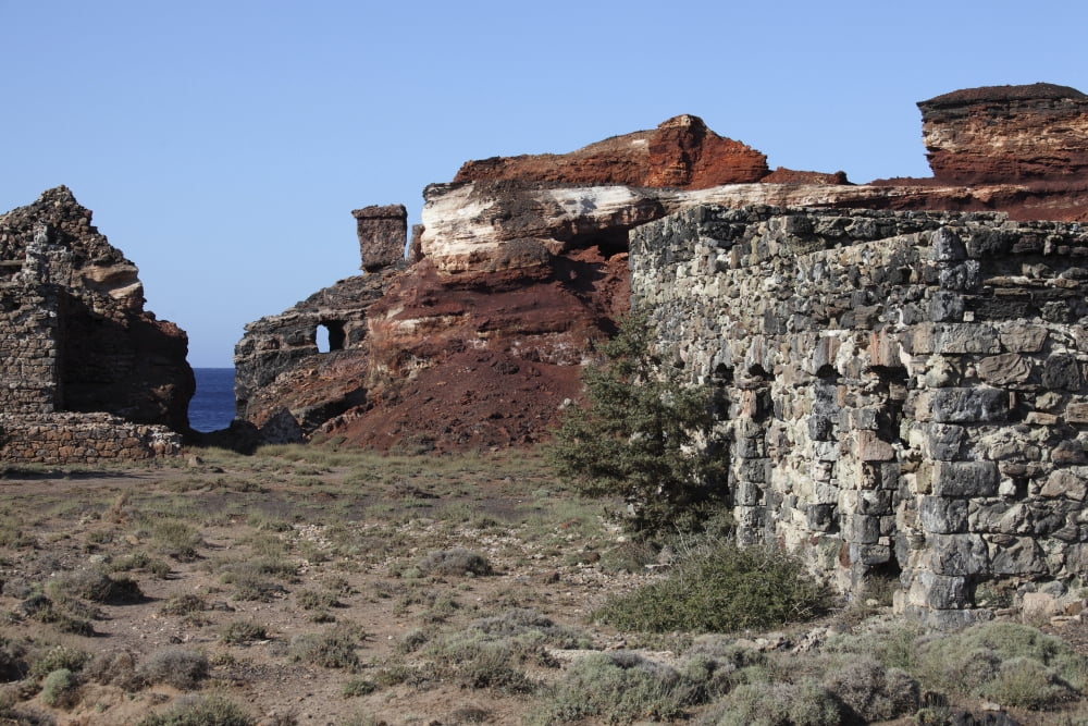 Abandoned Manganese Mine at Cape Vani Milos Island Greece Canvas Art - Richard RoscoeStocktrek Images (35 x 23)