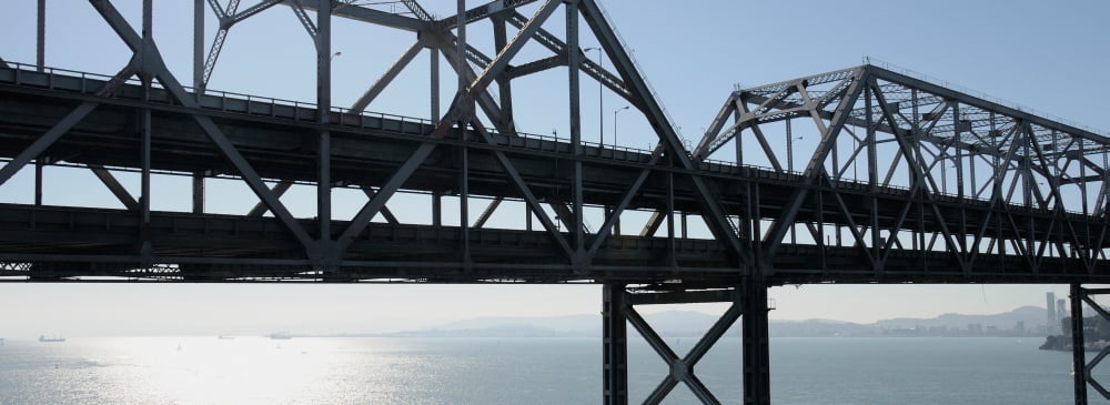 Abandoned Old Bridge viewed from San Francisco-Oakland Bay Bridge San Francisco Oakland California USA Canvas Art - Panoramic Images (36 x 12)