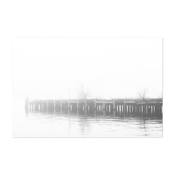 Abandoned Pier B&W - Baltimore Maryland Photography Unframed Wall Art Print 16 x 24 inches
