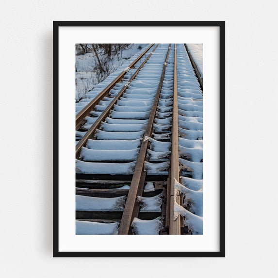 Abandoned Railroad Tracks, York Pennsylvania - Pennsylvania Photography Railroad Snow Winter Train Landscape Nature Bridge Black Framed Wall Art Print 5 x 7 inches