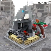 Abandoned Ruined Military Base Scenes Building Blocks Set, MOC World War House Model Parts for Army Soldier Figures, 14+ Boys Educational Toy, No Box