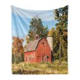 thumbnail image 1 of Abandoned Soft Flannel Fleece Blanket, Old Barn with Silo Surrounded by Trees with Colorful Fall Foliage Rural Wisconsin, Cozy Plush for Indoor and Outdoor Use, 50" x 70", Multicolor, by Ambesonne, 1 of 5