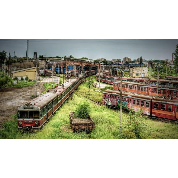 Abandoned Train Canvas Art Train Grave Picture Wall Art Framed Painting Wall Decor For Home Office Bedroom Reeady to Hang