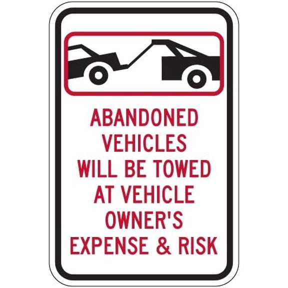 Abandoned Vehicles Will Be Towed Sign 12"x 8" Metal Signs For Outdoor & Indoor
