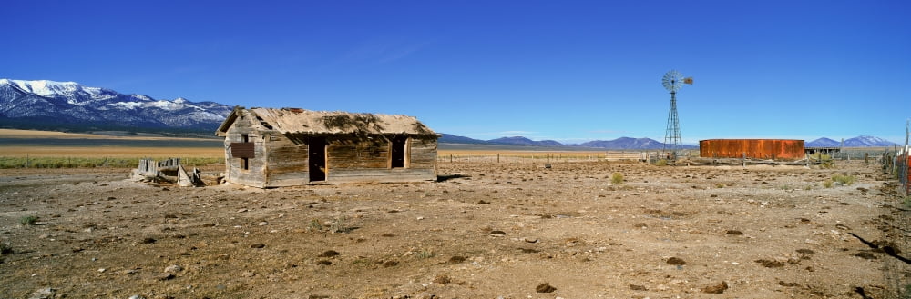 Abandoned Wooden Building Route 50 Nevada Canvas Art - Panoramic Images (36 x 12)