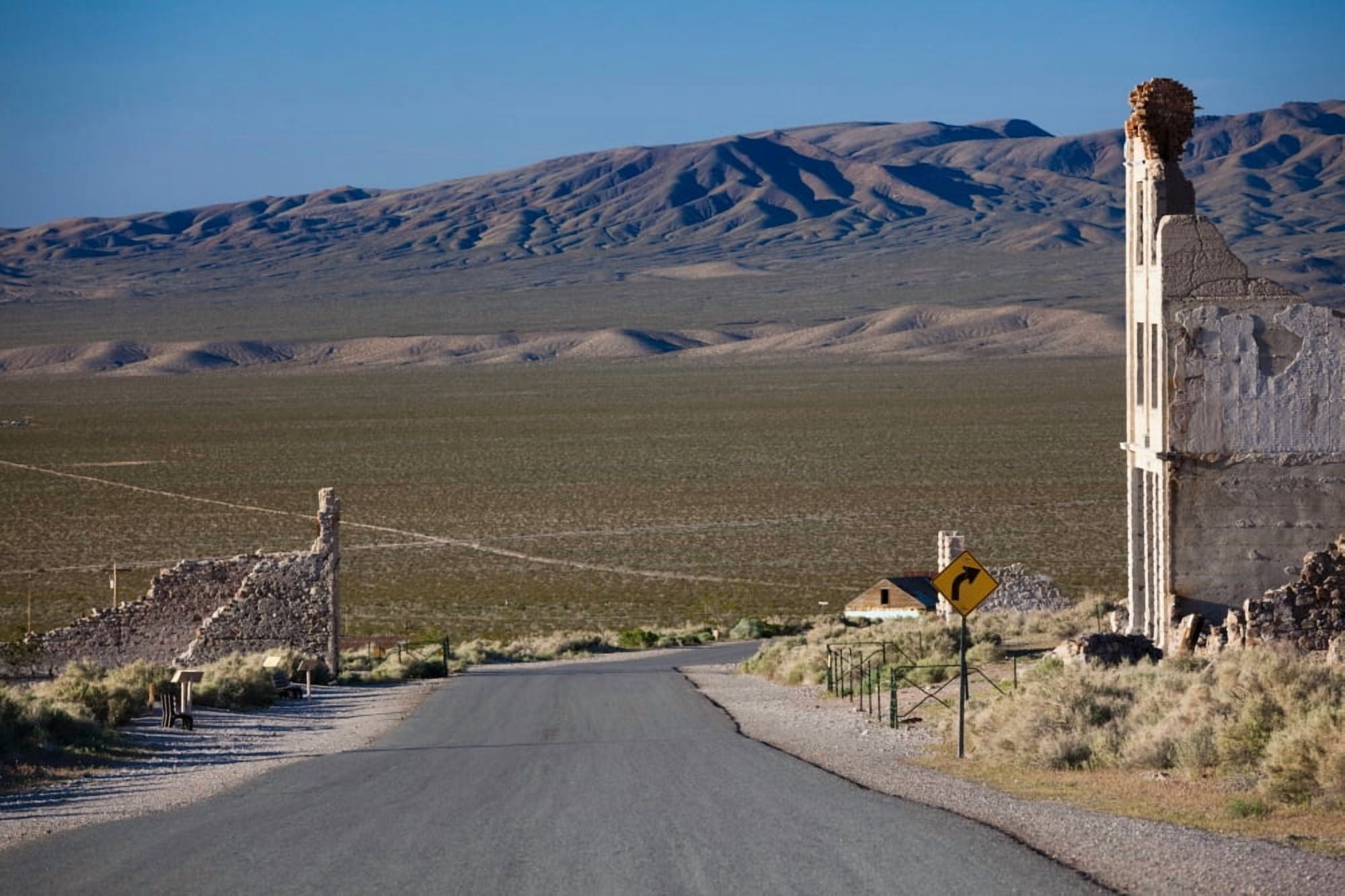 Abandoned buildings in Rhyolite Ghost Town Beatty Great Basin Nevada USA Canvas Art - Panoramic Images (36 x 12)