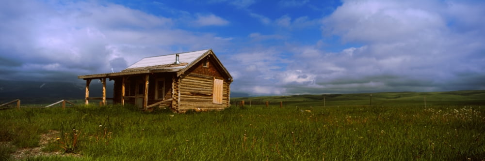 Abandoned cabin on Blackfeet Indian Reservation Montana USA Canvas Art - Panoramic Images (36 x 12)