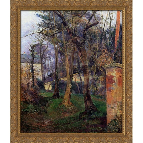 Abandoned garden in Rouen 28x34 Large Gold Ornate Wood Framed Canvas Art by Paul Gauguin