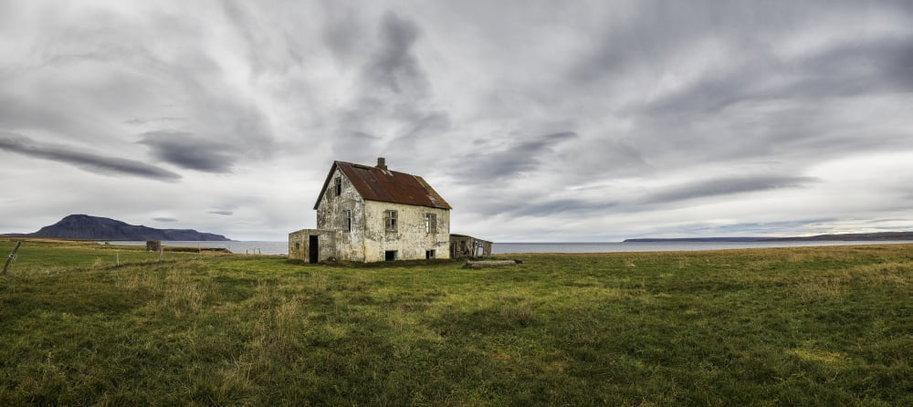 Abandoned house in rural Iceland Iceland Canvas Art - Robert Postma Design Pics (44 x 20)