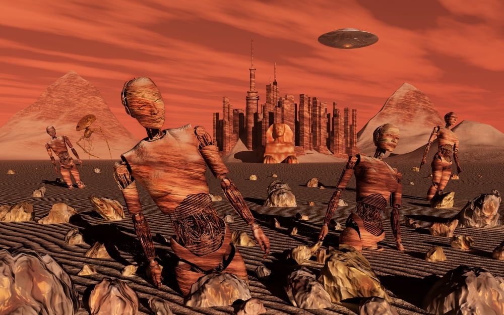 Abandoned relics from an advanced martian civilization Canvas Art - Mark StevensonStocktrek Images (18 x 12)