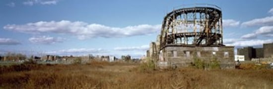 Abandoned rollercoaster in an amusement park Coney Island Brooklyn New York City New York State USA Canvas Art - Panoramic Images (36 x 12)