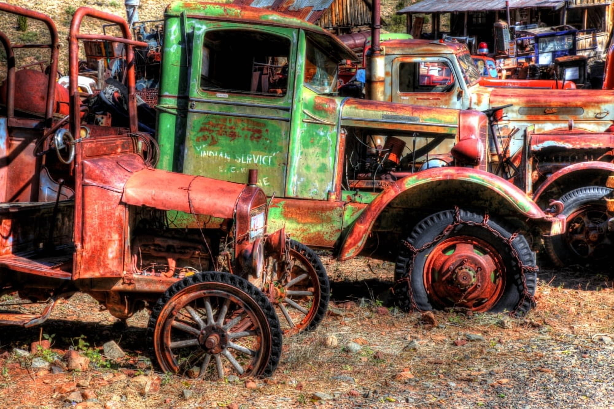 Abandoned trucks Jerome Yavapai County Arizona USA Canvas Art - Panoramic Images (27 x 9)