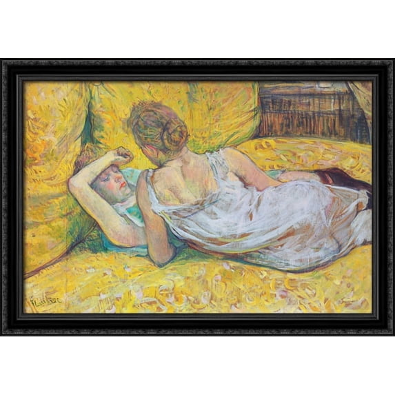 Abandonment (The pair) 40x28 Large Black Ornate Wood Framed Canvas Art by Henri de Toulouse-Lautrec