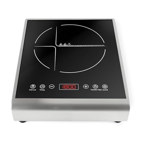 Abangdun 1800W Induction Cooktop Stainless Steel Housing Electric Skillet Heater 24H Timer & Child Lock 2026 New Ideal for RV, Dorm, and Small Kitchens Hot Plates Pot Hob Stove Cooker for Countertop