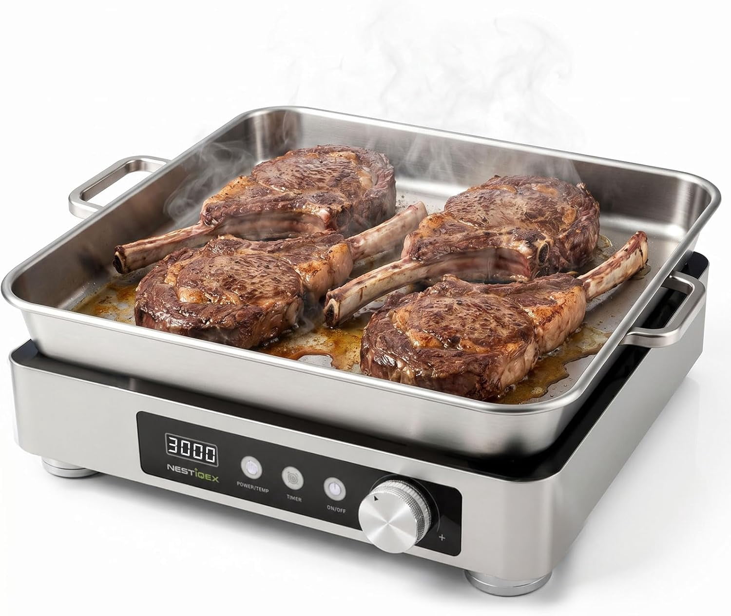 Abangdun 3000W 195V～275V High Power Commercial Induction Cooktop 11.4" Dual Copper Coil Heavy Duty Electric Stove Countertop Burner Industrial Kitchen Range Non Pulse Cooking Hot Plate