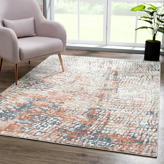 Abani Aria Collection Cream Coral 8' x 10' Area Rug