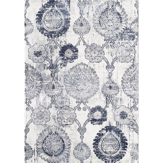 Abani Arto 7'9"W x 10' 2"D ART100A Medallion Distressed Ivory and Blue Area Rug