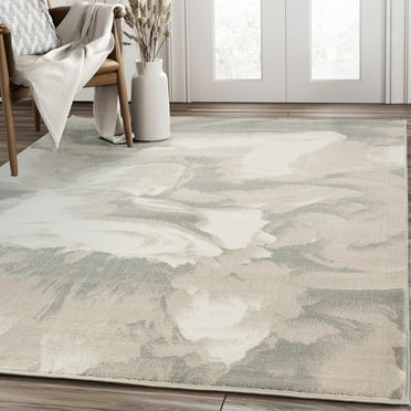 Abani Arto Collection Area Rug Mid Century Modern Bedroom Living Room Decor Floor Rug 4 x 6 Beige