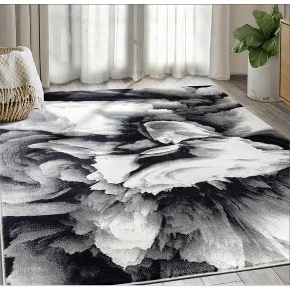 Abani Arto Collection Area Rug Mid Century Modern Bedroom Living Room Decor Floor Rug 6 x 9 Grey