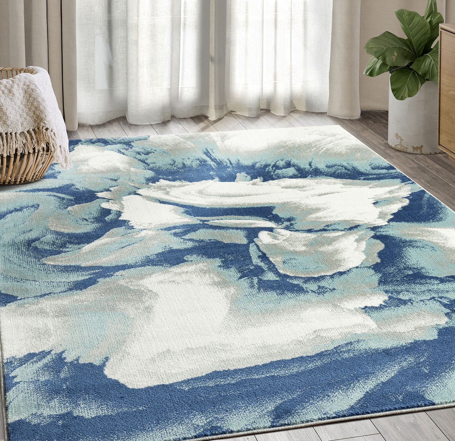 El Paso Collection Rug 10' x 16' Blue Medium Rug Perfect For