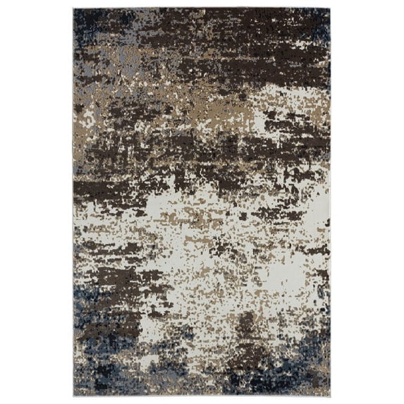 Abani Aspen 4'W x 6'D ASP150A Blue Brown Distressed Abstract Area Rug
