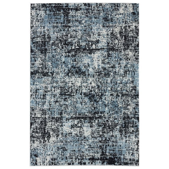 Abani Aspen 5'3"W x 7'6"D ASP130A Black Blue Abstract Area Rug