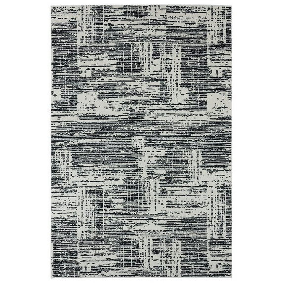 Abani Aspen Collection ASP110A Modern Beige & Gray Hatching Area Rug