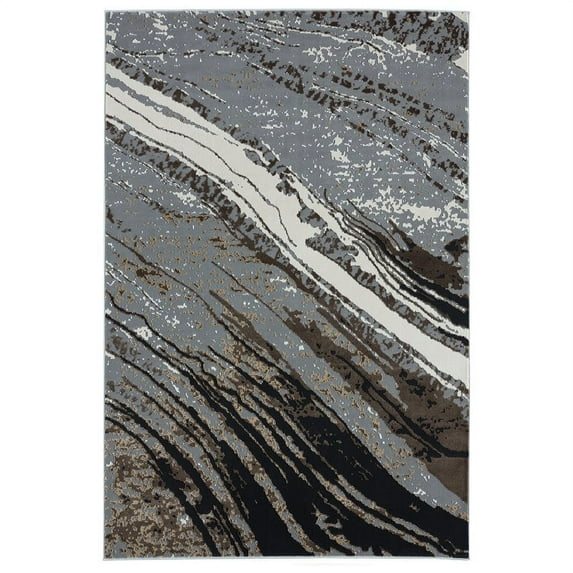 Abani Aspen Collection ASP160A Contemporary Gray Marble Area Rug