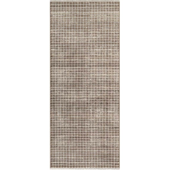 Abani Austin Brown Micro Checkered Geometric Runner Rug 3x6