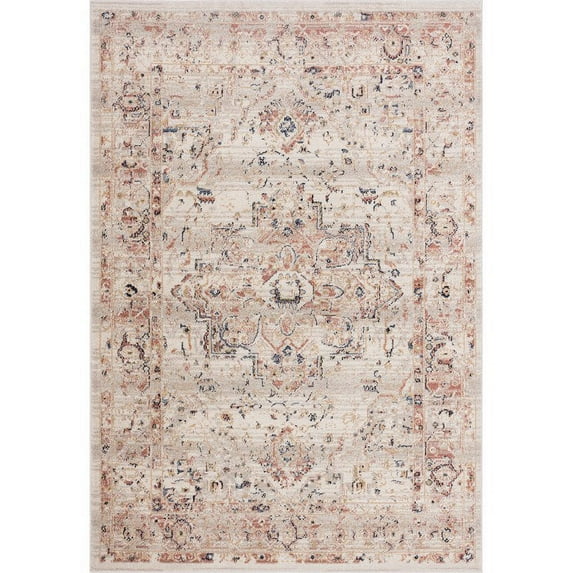 Abani Babylon 6'W x 9'D BYL100C Beige Cream Distressed Medallion Area rug